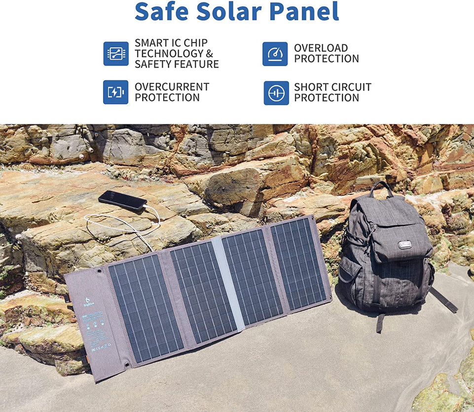 36W Solar Panels, Foldable Solar Charger with DC(20V/1.8A), PD 20W USB-C and Fast Charge USB-A, IP54 Waterproof, Compatible with Iphone,Google,Samsung Cellphones, Ipad, Small Power Station
