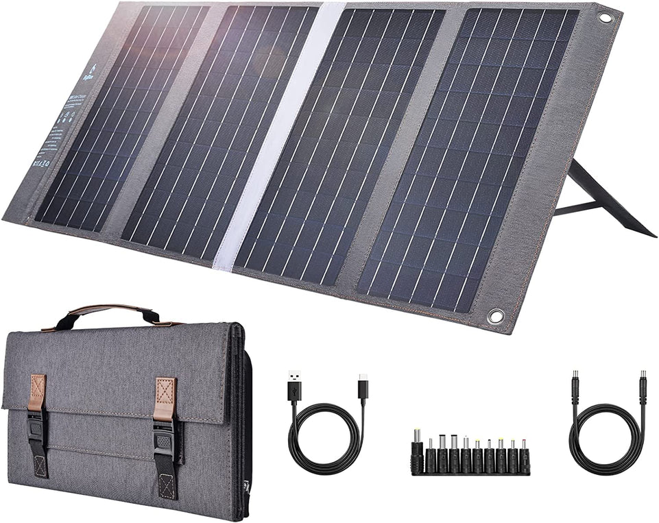 36W Solar Panels, Foldable Solar Charger with DC(20V/1.8A), PD 20W USB-C and Fast Charge USB-A, IP54 Waterproof, Compatible with Iphone,Google,Samsung Cellphones, Ipad, Small Power Station