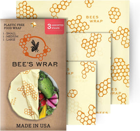 Bee’S Wrap Set of 3 Assorted Size Wraps, Beige