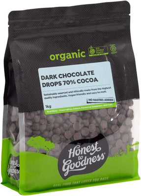 , Organic Dark Chocolate Drops 70% Cocoa, 1 Kg - Sustainably Sourced and Ethically Made from Premium Ingredients. a Lovely Rich, Smooth Dark Flavour.