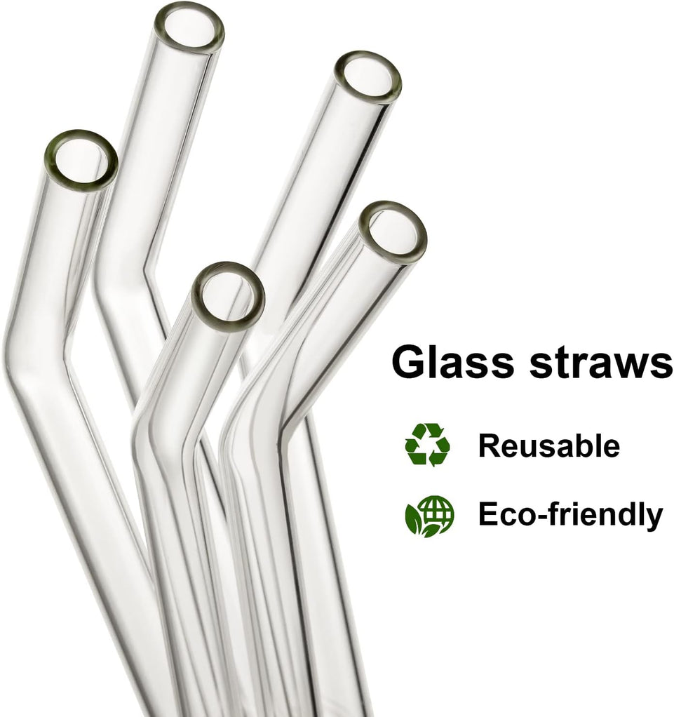 Reusable Straws Glass Straw：40 Pack Clear Glass Straws Long 10 Inch Smoothie Straws Reusable Straw with Case Wide Drinking Straws for Tumblers 20Oz-32Oz