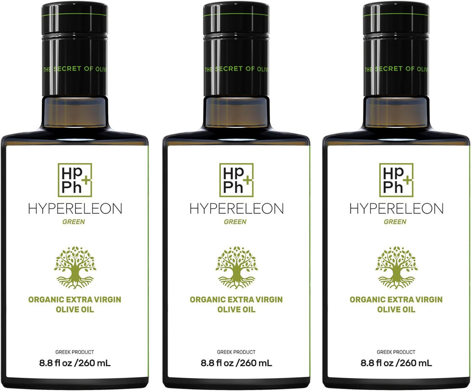 HYPERELEON GREEN Polyphenol Rich Olive Oil | Organic, High Phenolic, Greek Extra Virgin Olive Oil 100% Pure & Natural | Bio & Unfiltered | 16 Top Global HEALTH & NUTRITION Awards | 260Ml (Pack of 1)