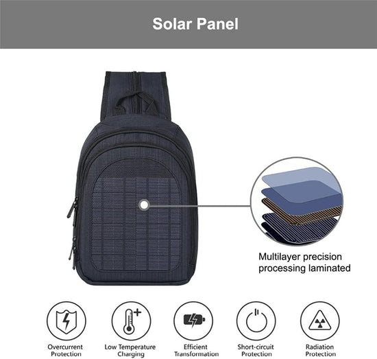 Solar Powered Shoulder Bag USB Charging Backpack for Outdoor Camping Hiking Fishing Travel