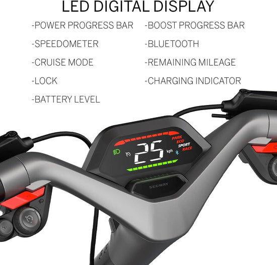 Ninebot Electric Kickscooter GT1, Powerful Performance, Max Speed 25Km/H & 70Km Range, 11-Inch Tires, Suitable for Ages 14-60, Black