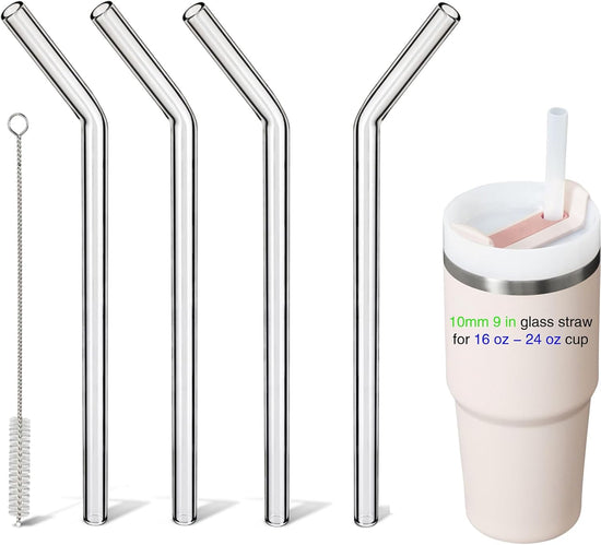 Reusable Straws Glass Straw：40 Pack Clear Glass Straws Long 10 Inch Smoothie Straws Reusable Straw with Case Wide Drinking Straws for Tumblers 20Oz-32Oz