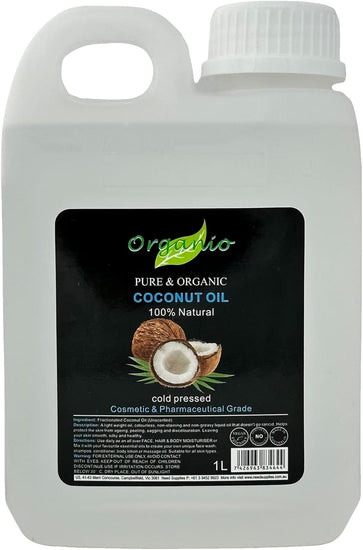 100% Pure Organic Fractionated Coconut Oil 100Ml, 200Ml to 20L - Unscented (Odourless) (100Ml, with Pump Included)