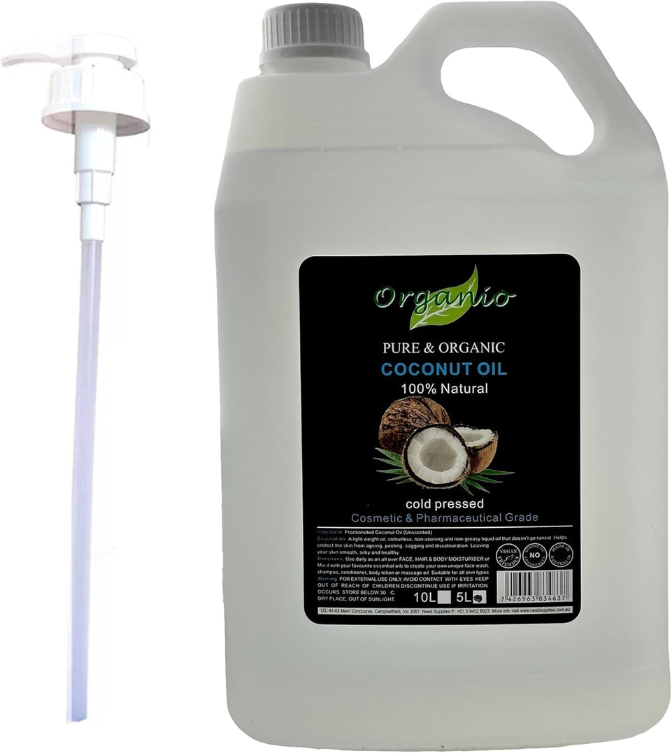 100% Pure Organic Fractionated Coconut Oil 100Ml, 200Ml to 20L - Unscented (Odourless) (100Ml, with Pump Included)