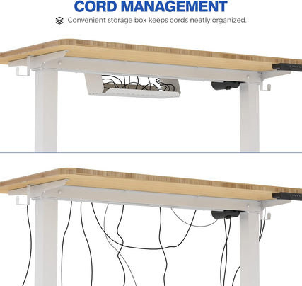 Standing Desk Electric Stand up Desk with 100×60Cm Ergonomic Memory Controller Height Adjustable Desk with USB Charging Ports(White Frame + Honey Wheat Desktop)…