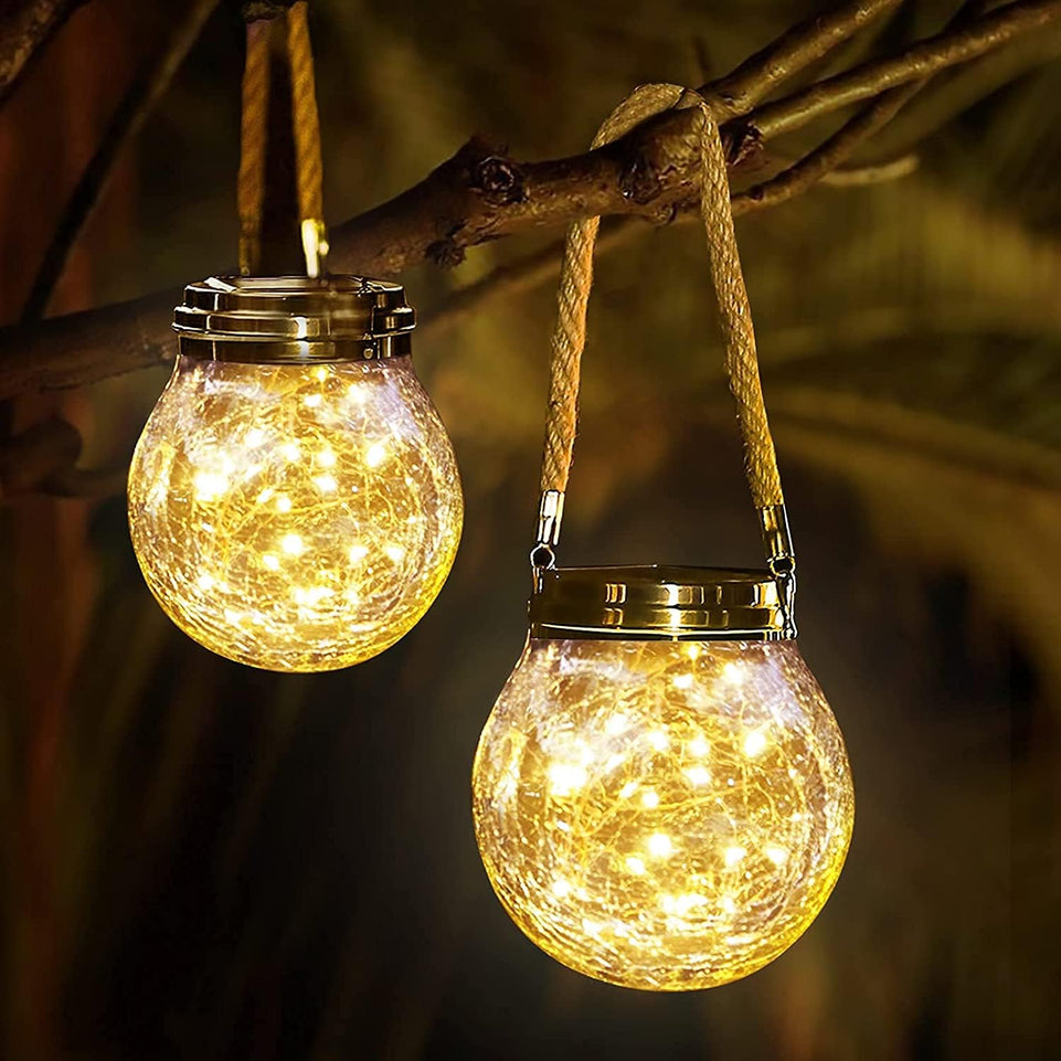 Outdoor Solar Lantern, 2 Pack Outdoor Lanterns with 30 LED, Solar Light for Garden Patio Front Yard Decorations, Festival Halloween Christmas Lantern.