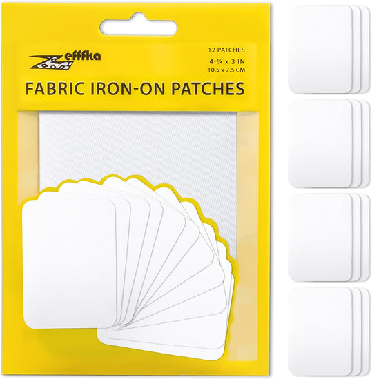 Premium Quality Fabric Iron-On Patches inside & outside Strongest Glue 100% Cotton Shades of Brown Beige Khaki Repair Decorating Kit 12 Pieces Size 3" by 4-1/4" (7.5 Cm X 10.5 Cm)