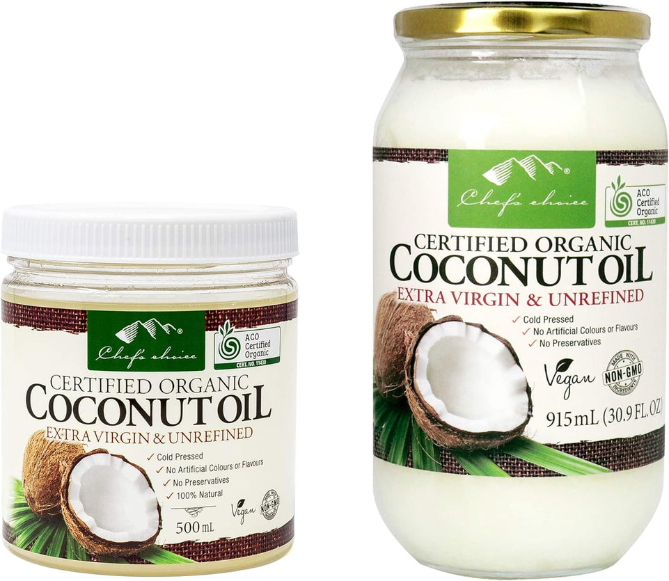 Organic Extra-Virgin and Unrefined Coconut Oil, 500 Ml