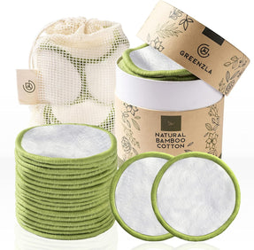 Reusable Makeup Remover Pads (20 Pack) with a Washable Laundry Bag and round Box for Storage, Reusable Bamboo Cotton Rounds for All Skin Types, Eco-Friendly Reusable Bamboo Cotton Pads