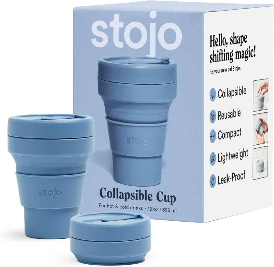 Collapsible Travel Cup with Straw - Sage Green, 16Oz / 470Ml - Reusable To-Go Pocket Size Silicone Bottle for Hot and Cold Drinks - Perfect for Camping and Hiking - Microwave & Dishwasher Safe