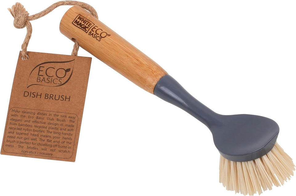 Eco Basics Dish Brush - Natural Bamboo Handle, Eco-Friendly Cleaning Tool for Kitchen, Non-Scratch, Durable Bristles, Sustainable Household Cleaning