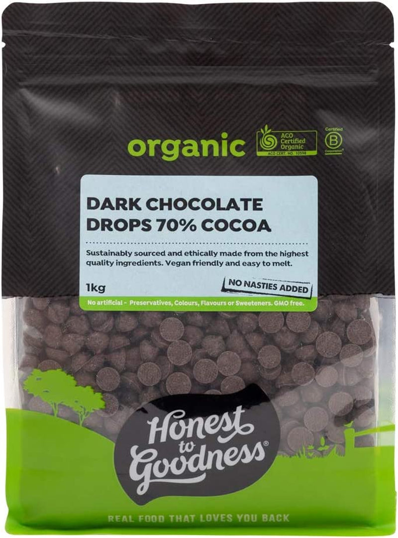 , Organic Dark Chocolate Drops 70% Cocoa, 1 Kg - Sustainably Sourced and Ethically Made from Premium Ingredients. a Lovely Rich, Smooth Dark Flavour.