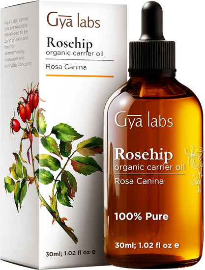 Organic Rosehip Oil for Face - 100% Natural Vegan Rosehip Seed Oil Organic Cold Pressed Unrefined - Rose Hip Oil Face Oil for Skin, Hair & Body (30Ml)