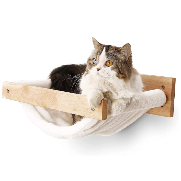 FUKUMARU Cat Hammock Wall Mounted Large Cats Shelf (White Flannel)