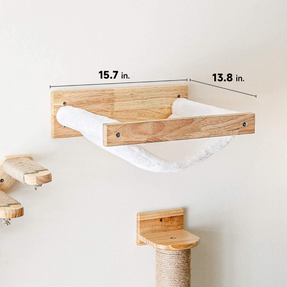 FUKUMARU Cat Hammock Wall Mounted Large Cats Shelf (White Flannel)