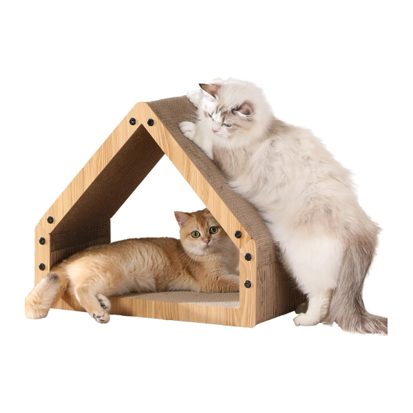 FUKUMARU House Shaped Cardboard Scratcher, Protecting Furniture Cat Scratching Cardboard, Cat Scratch Bed