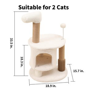 FUKUMARU Cat Scratching Post 33.5 Inch Cat Tower Tree with Perch