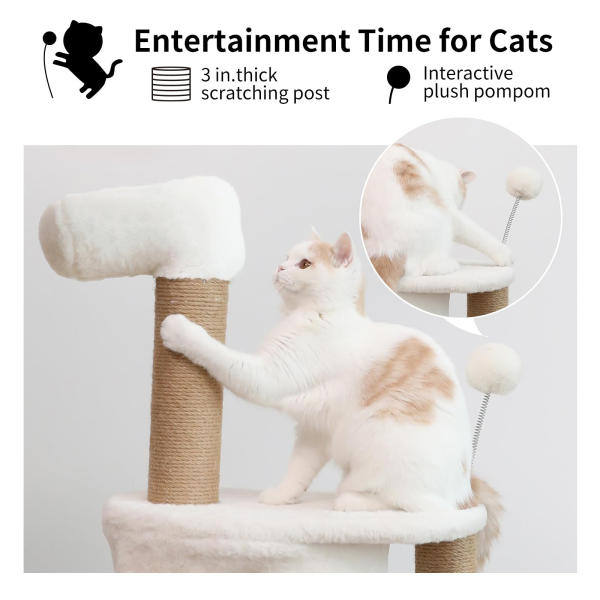 FUKUMARU Cat Scratching Post 33.5 Inch Cat Tower Tree with Perch