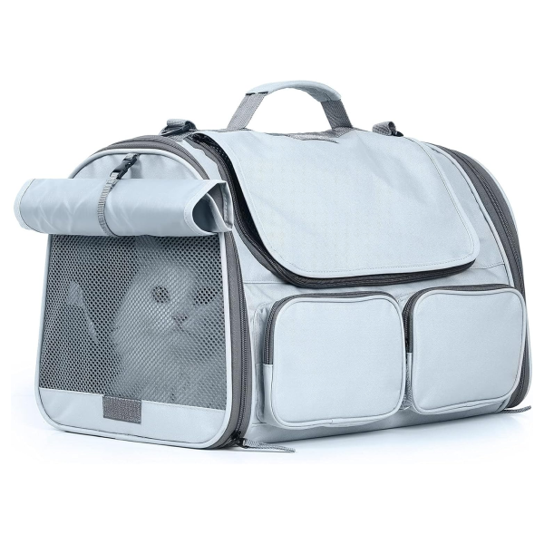 FUKUMARU Cat Carrier Airline Approved, Soft Sided Dog Carrier, Collapsible Cat Travel Bag, Under 44 lb