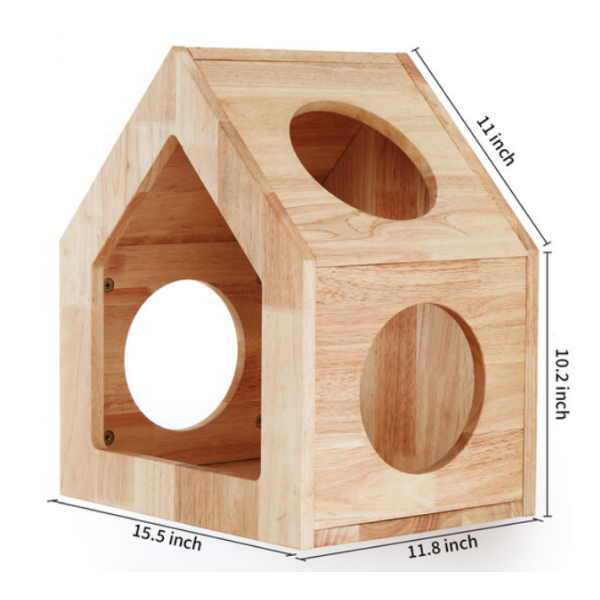 FUKUMARU Wall-mounted Solid Wood Cat House