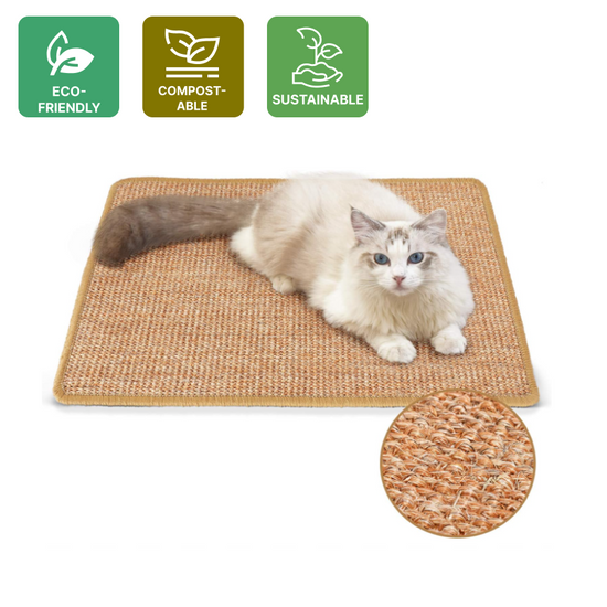 FUKUMARU Natural Sisal Cat Scratcher Mat - 40x60 cm Floor Scratching Pad, Carpet and Sofa Protector - GIT GLOBAL