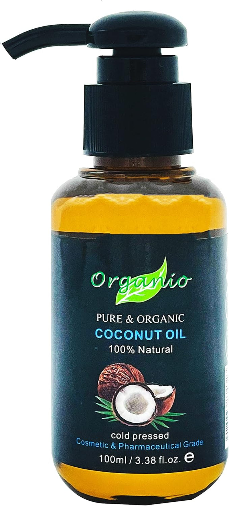 100% Pure Organic Fractionated Coconut Oil 100Ml, 200Ml to 20L - Unscented (Odourless) (100Ml, with Pump Included)