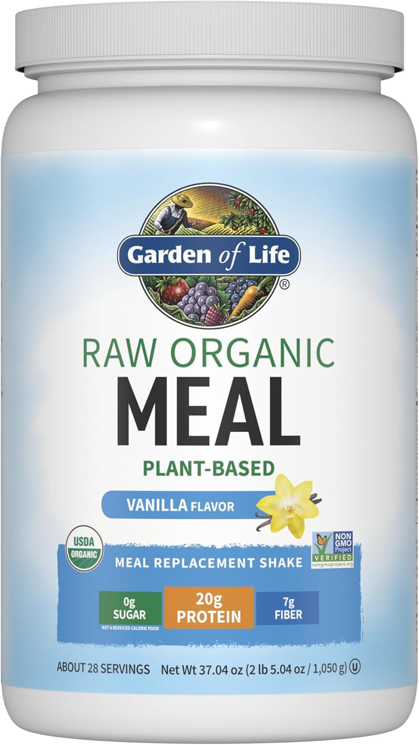 Meal Replacement - Organic Raw Plant Based Protein Powder, Vanilla, Vegan, Gluten-Free, 34.2Oz (969G) Powder