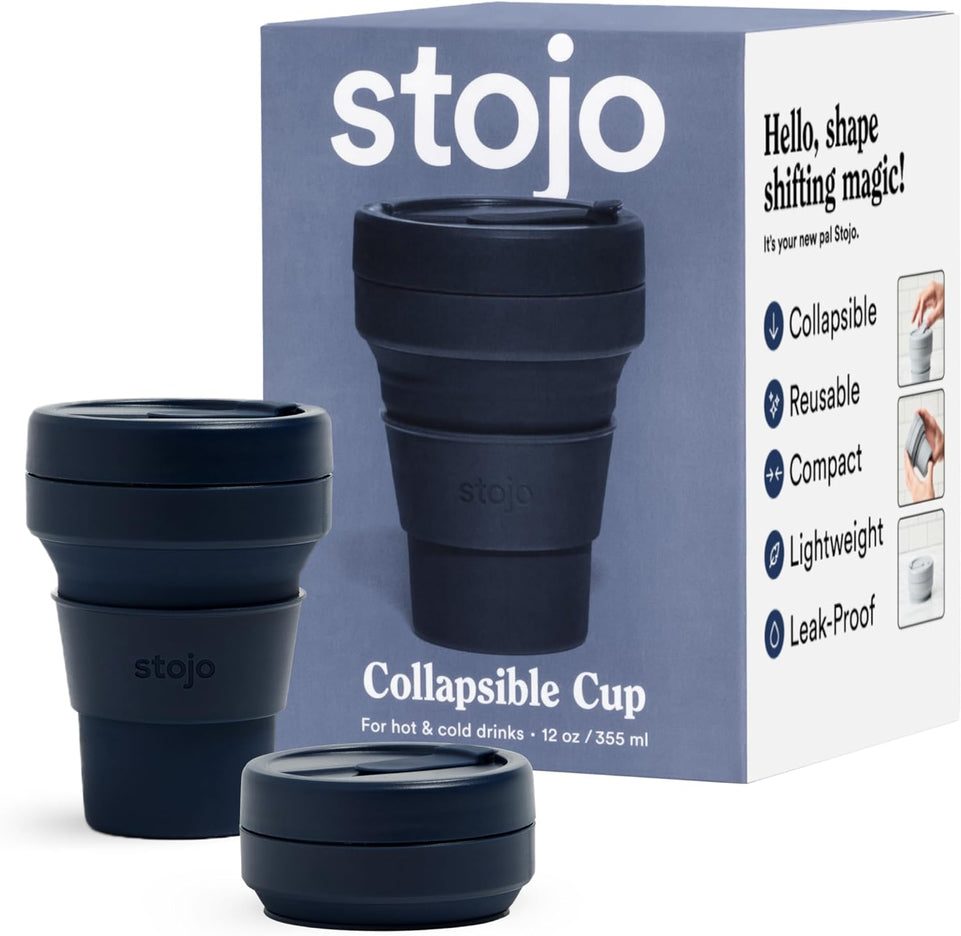 Collapsible Travel Cup with Straw - Sage Green, 16Oz / 470Ml - Reusable To-Go Pocket Size Silicone Bottle for Hot and Cold Drinks - Perfect for Camping and Hiking - Microwave & Dishwasher Safe