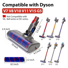 Dyson Cleaner Head Soft Roller Brush Motorhead Turbo Roller Brush Head Replacement for Dyson V7 V8 V10 V11 V15 G5 Rotatable Motorized Floor Brush, Quick-Release Replacement Parts for Hard Floor