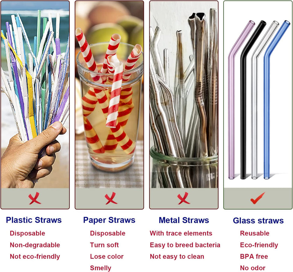 Reusable Straws Glass Straw：40 Pack Clear Glass Straws Long 10 Inch Smoothie Straws Reusable Straw with Case Wide Drinking Straws for Tumblers 20Oz-32Oz