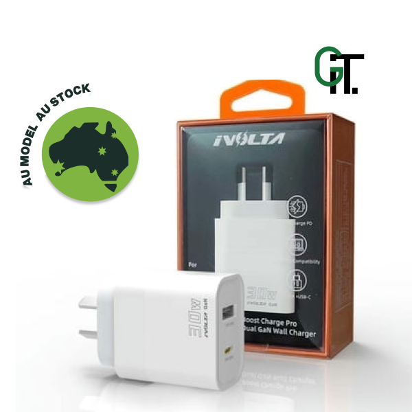 iVolta BOOST↑ GaN 30W USB-C PD + USB-A Wall Charger [Certified] - GIT GLOBAL